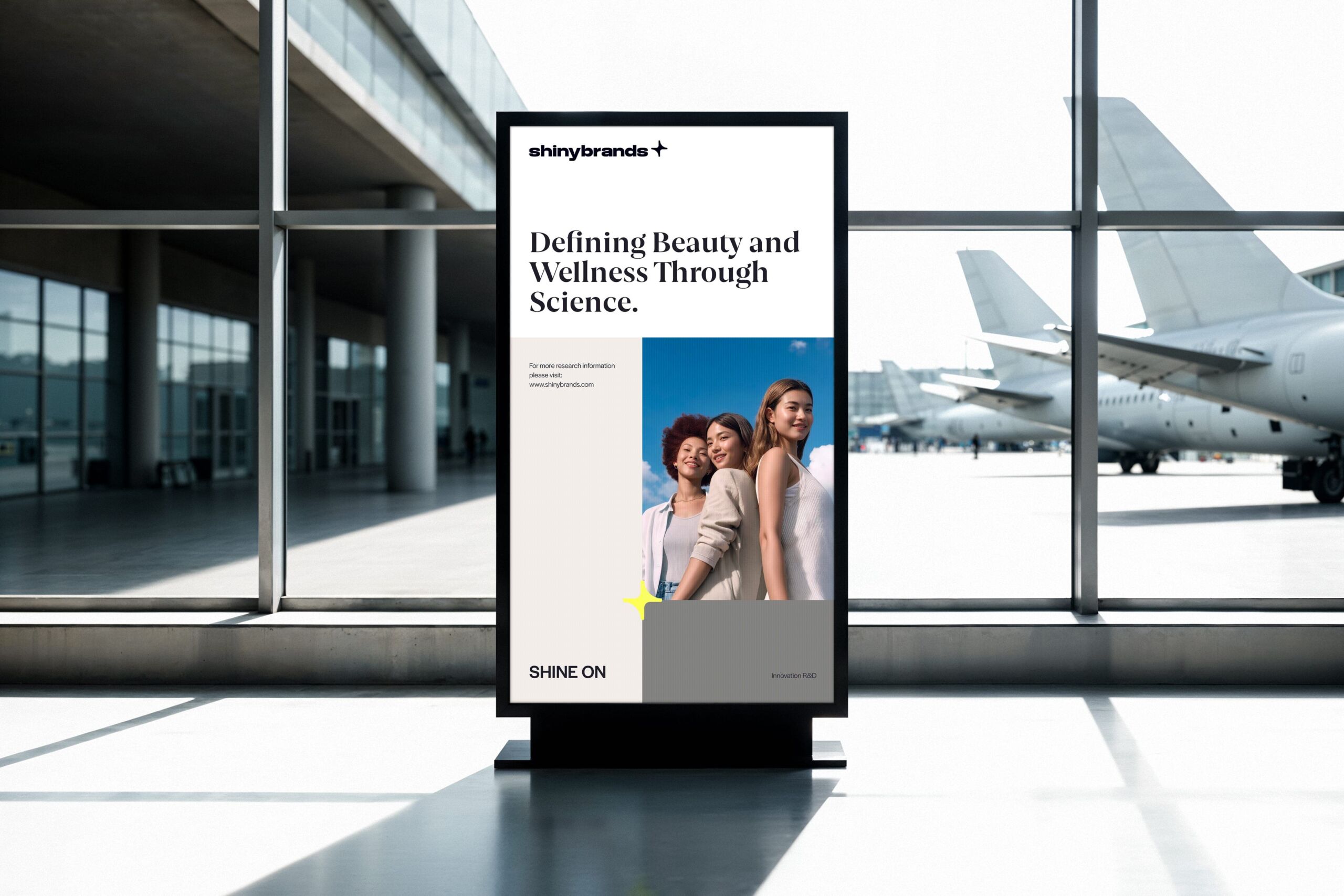 Shinybrands digital signage in an airport terminal